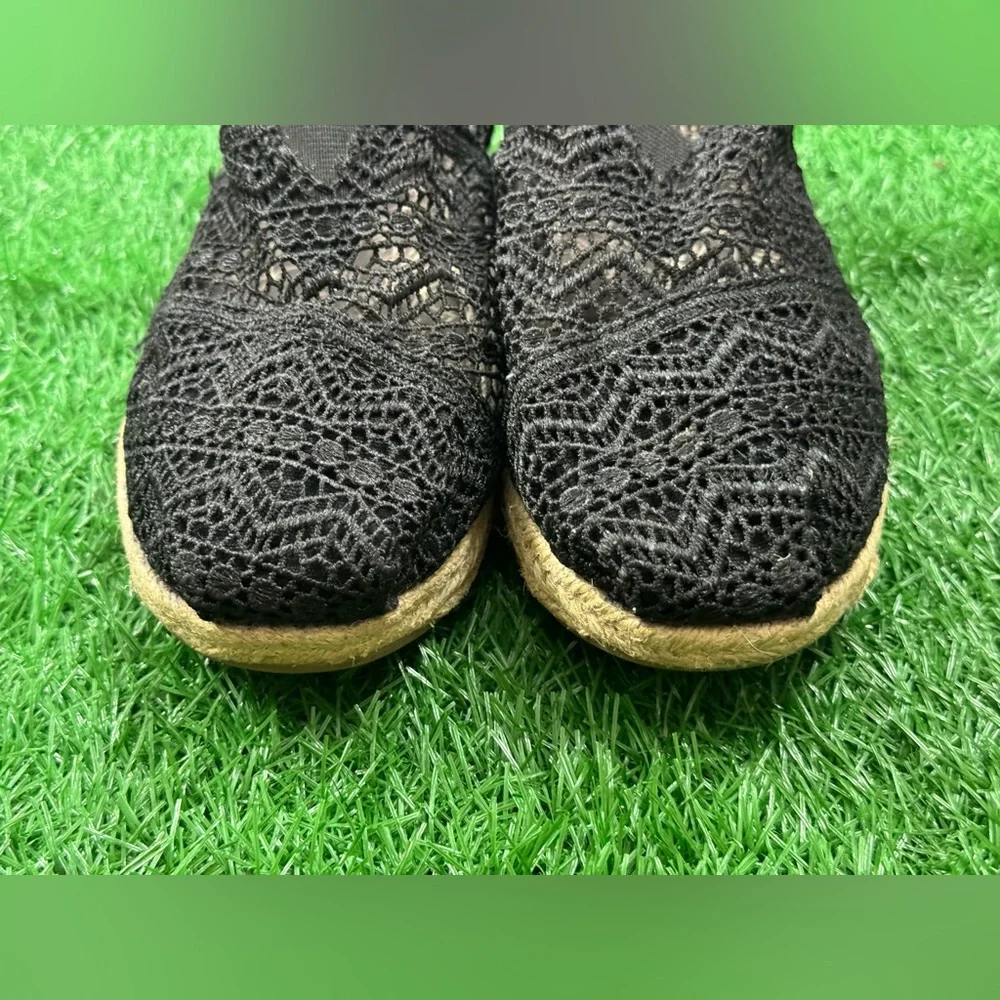Bobs from Skechers Shoes Womens‎ 7.5 Amaze Espadrille Black Mesh Crochet 34103